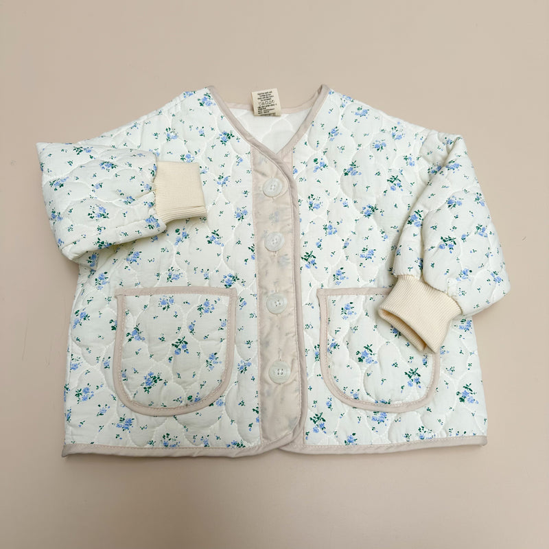 Spring flower quilted jacket - Cream/blue