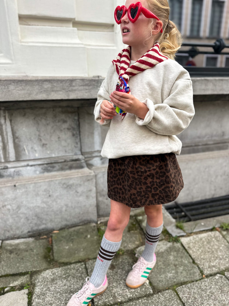 Lola leopard corduroy skirt - Brown
