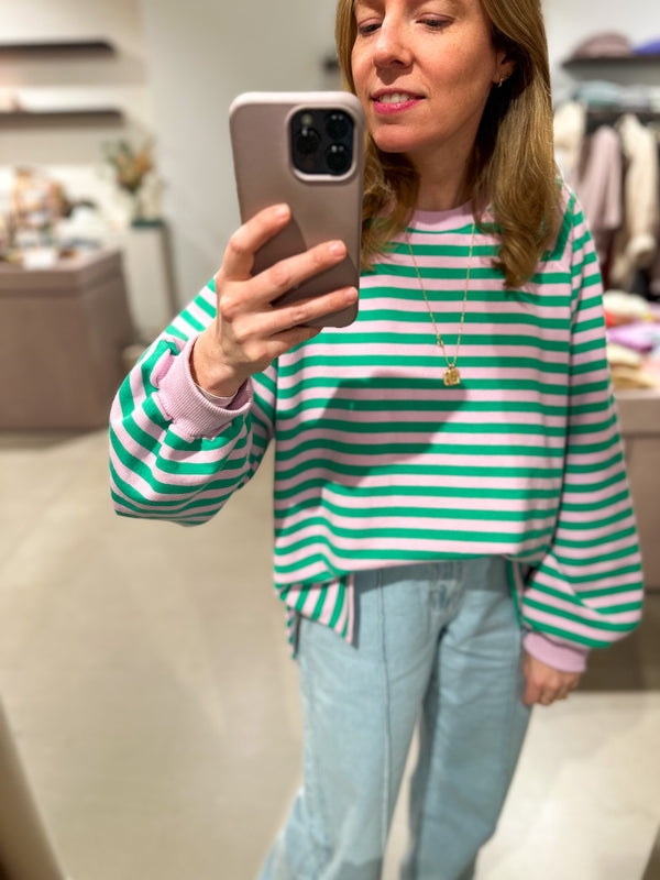 Alson striped sweatshirt - Green/lilac