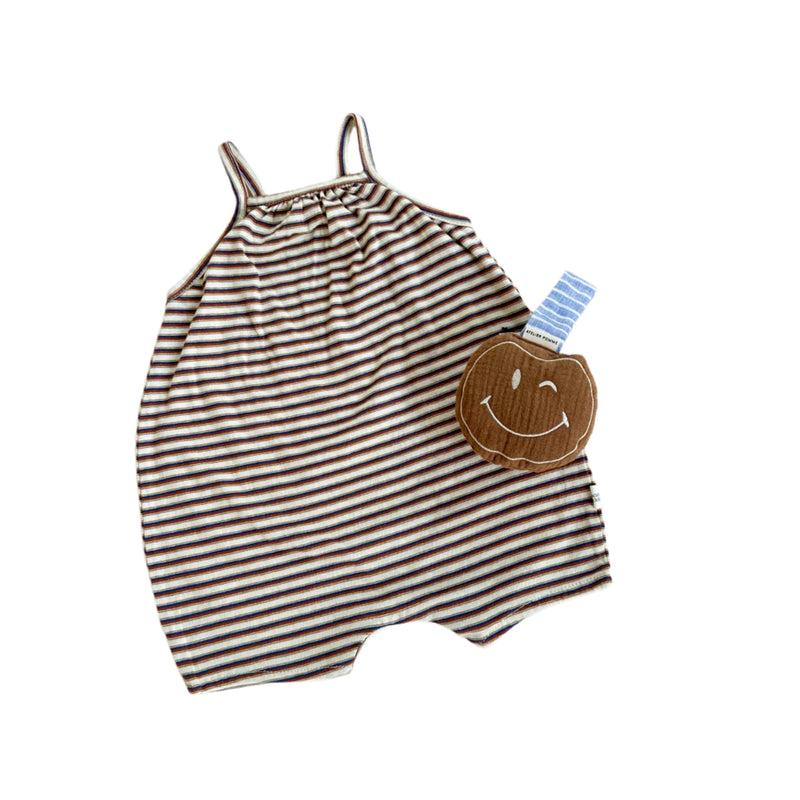 Striped summer onesie - Brown mix
