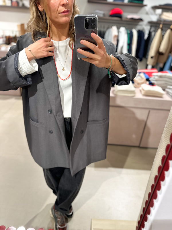 Oversized blazer jacket - Dark grey melange