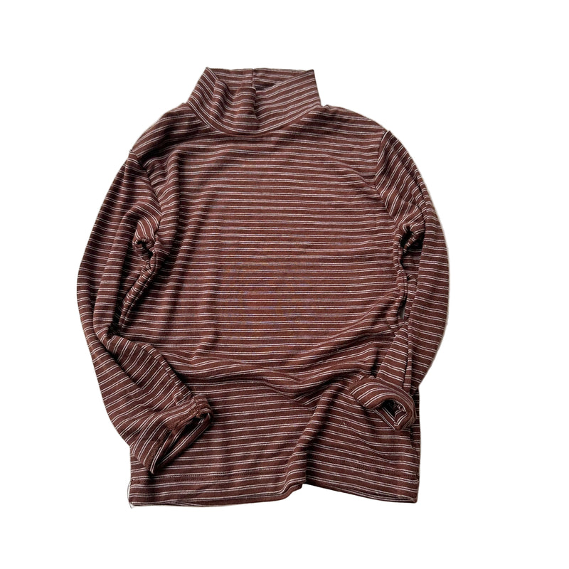 Soft stripe turtleneck tee - Brown