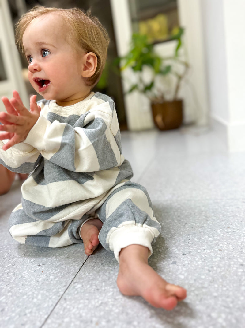 Bebe striped joggers - Grey melange