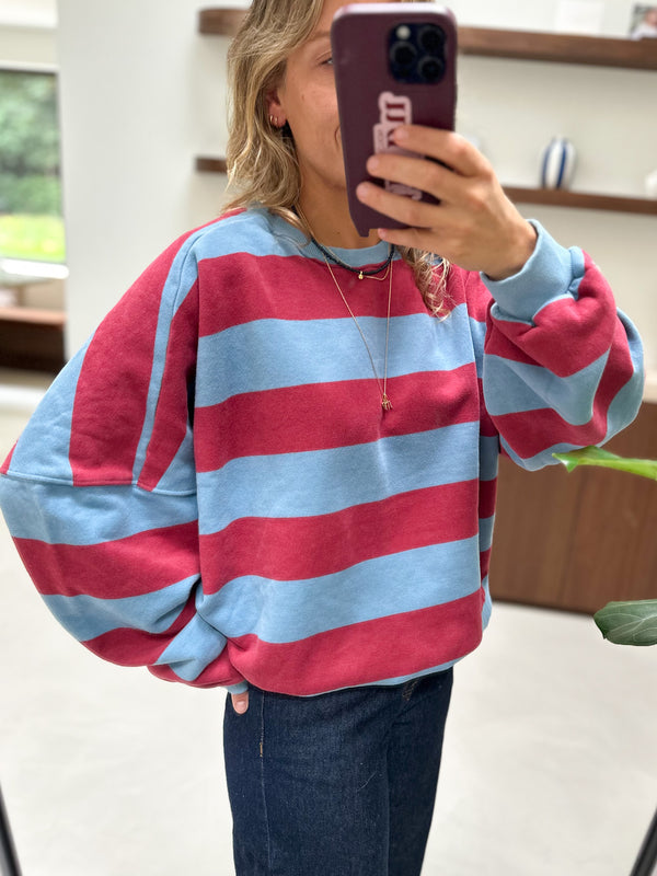 Sue striped sweatshirt - Burgundy/sky