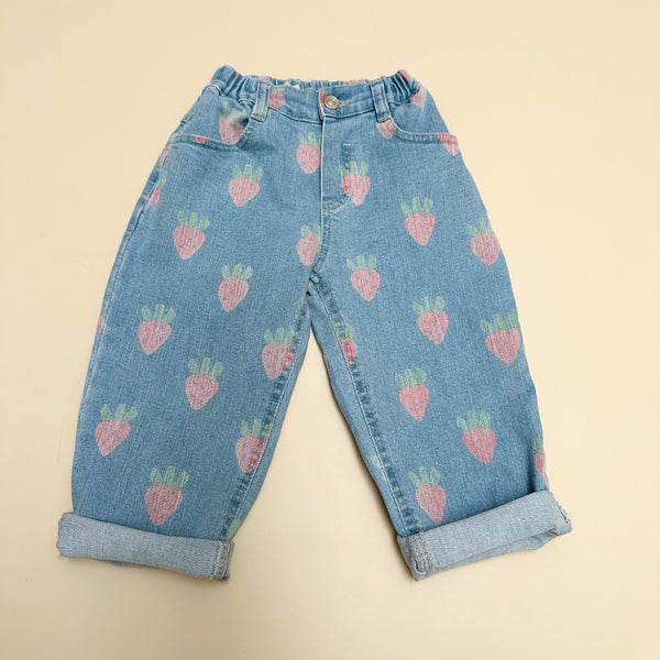 Strawberry denim pants - Light blue washing