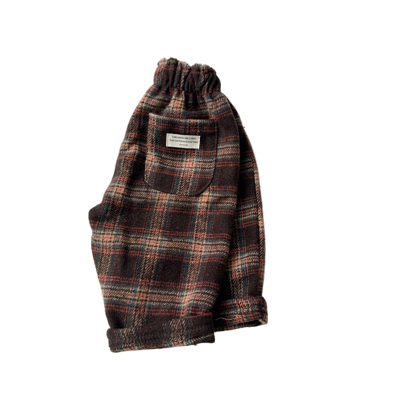 Soft flannel tartan pants - Brown