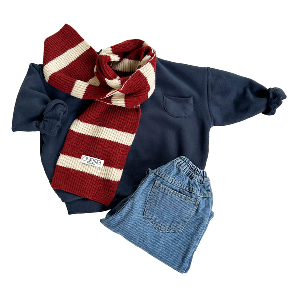 Rib scarf - Wine stripes