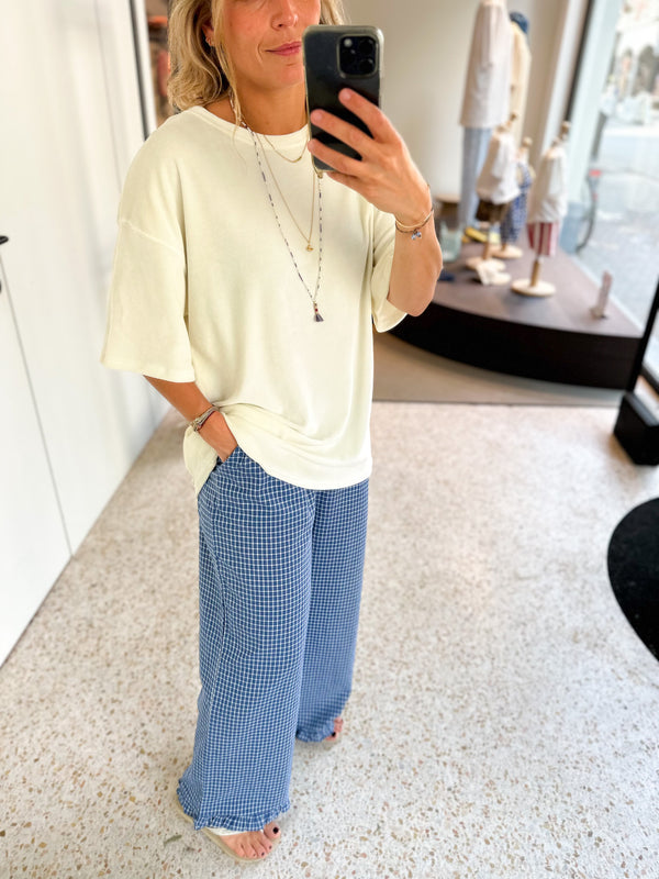 Oversized velvet tee - Cream