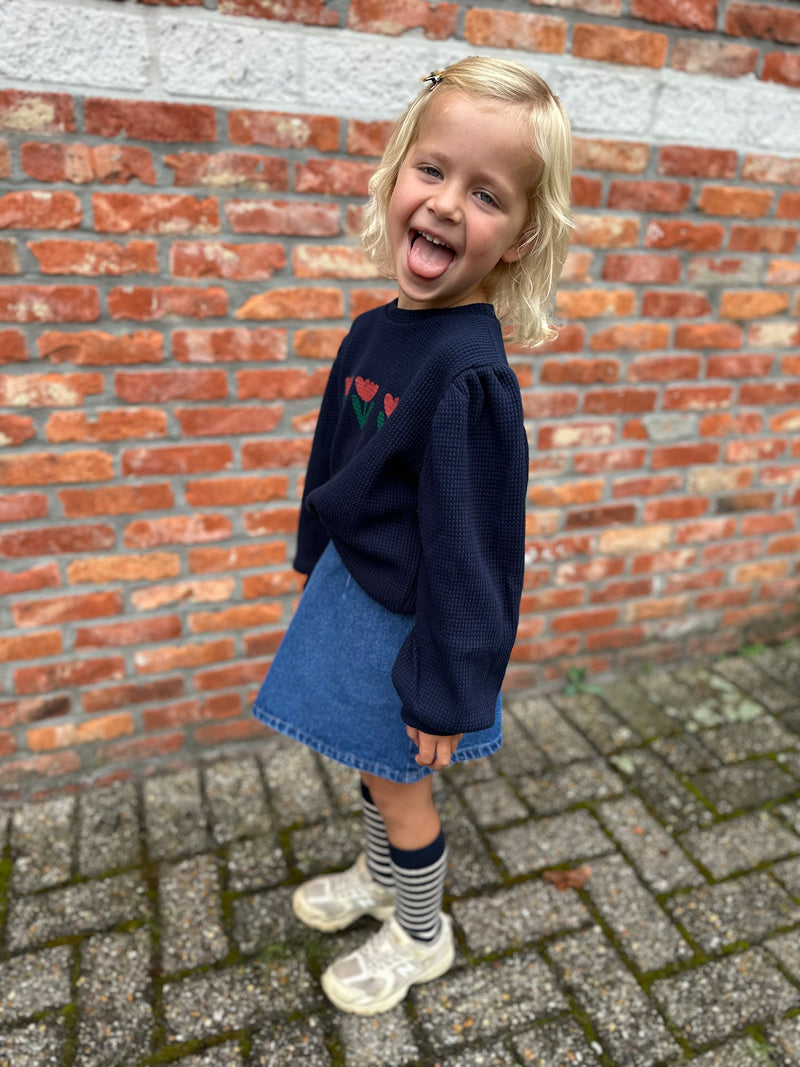 Waffle tulip tee - Navy