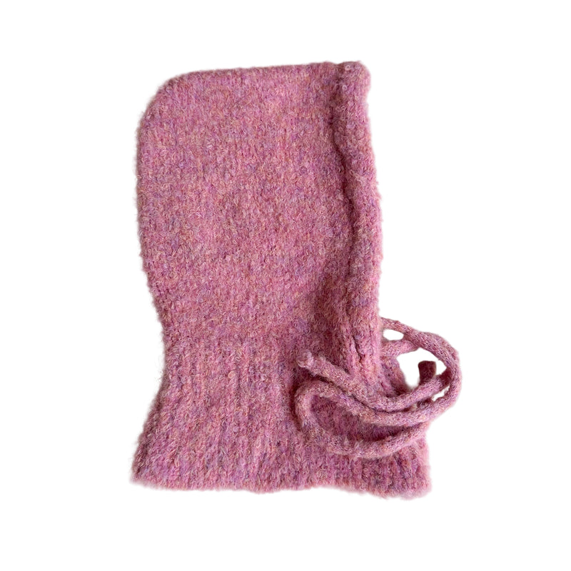 Bouclé button balaclava - Pink melange