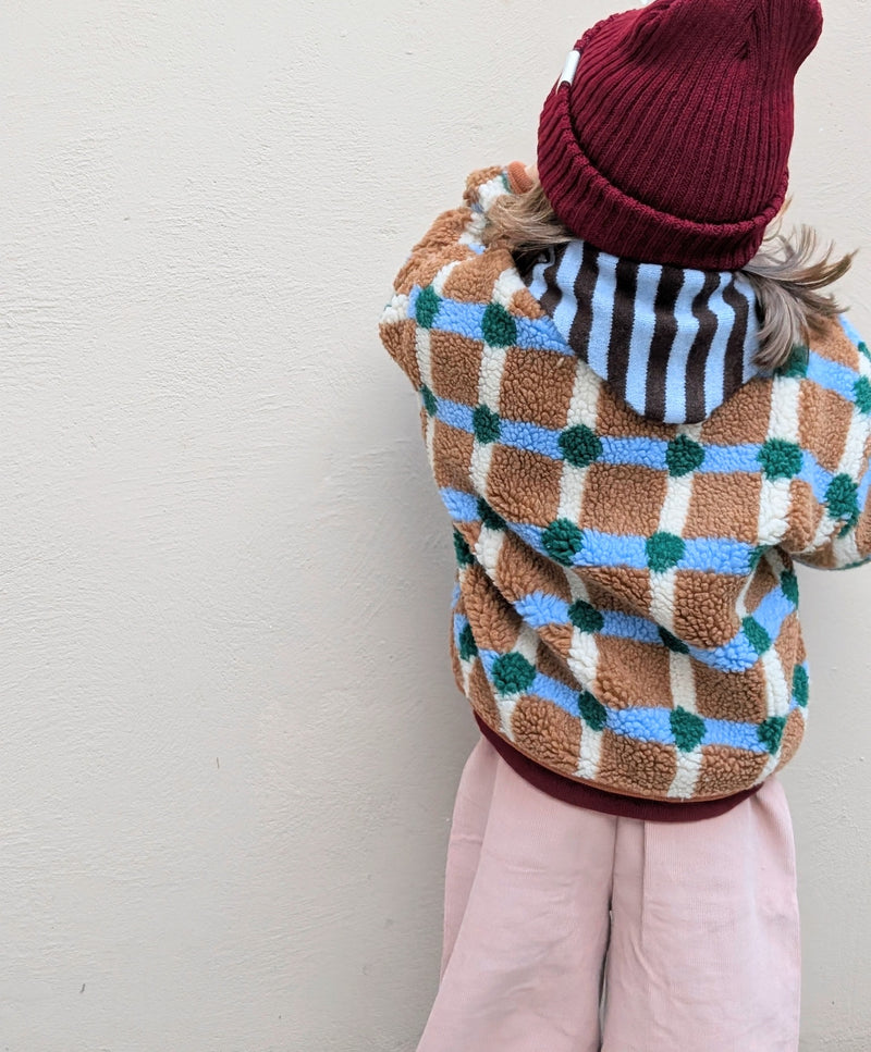 Check teddy jacket - Brown mix