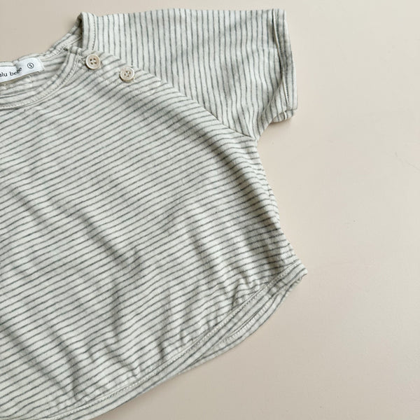 Bebe striped button tee - Grey melange