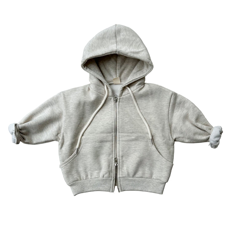 Oversized fleeced zip up hoodie - Oatmeal