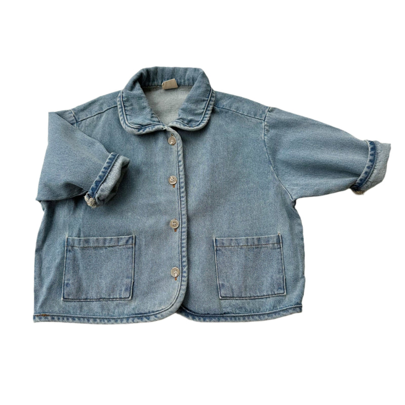 Collar denim jacket - Blue washing