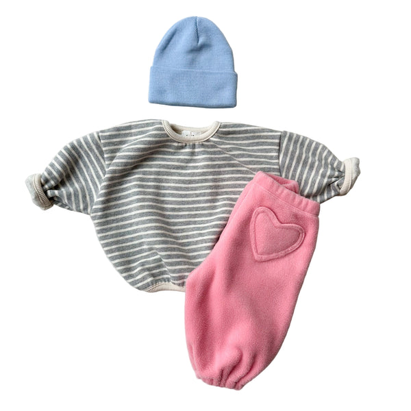 Heart fleece jogger pants - Pink