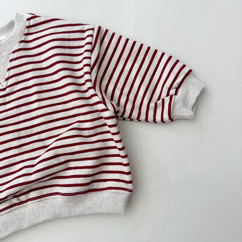 Striped crewneck sweater - Burgundy