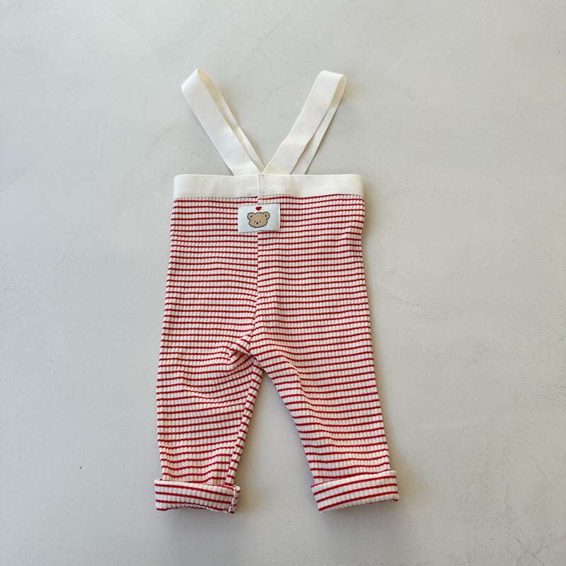 Striped suspender leggings - Red