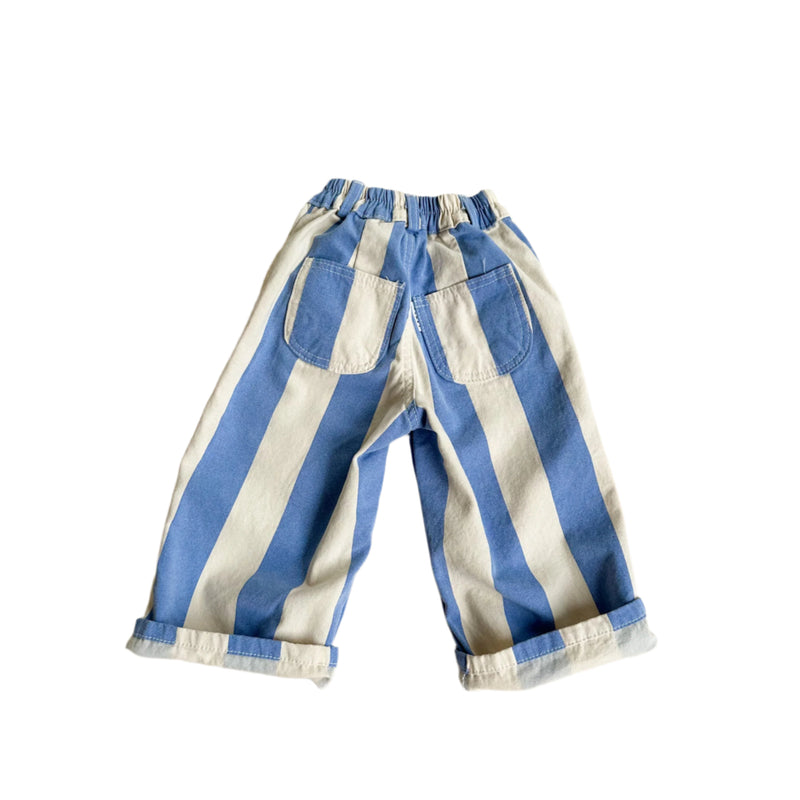 Wide stripe pants - Sky