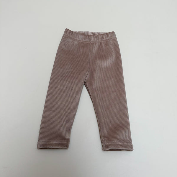 Velvet rib fleeced leggings - Cocoa