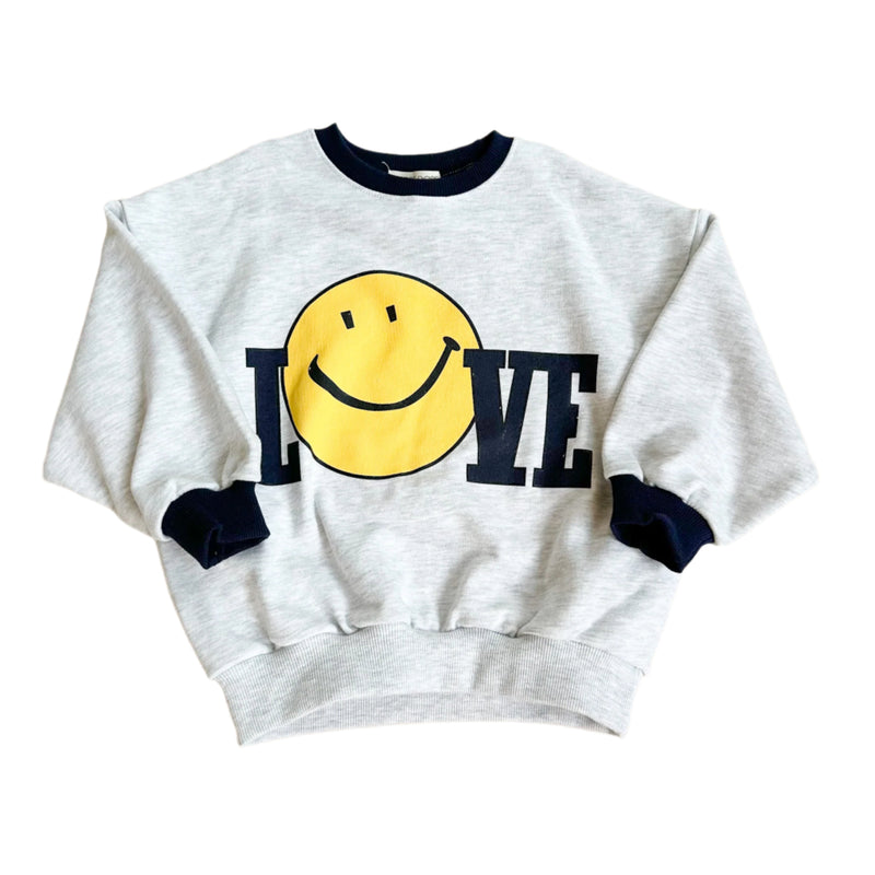 Smile love sweater - White melange