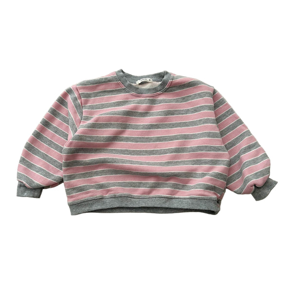 Macaron stripe sweatshirt - Grey/pink