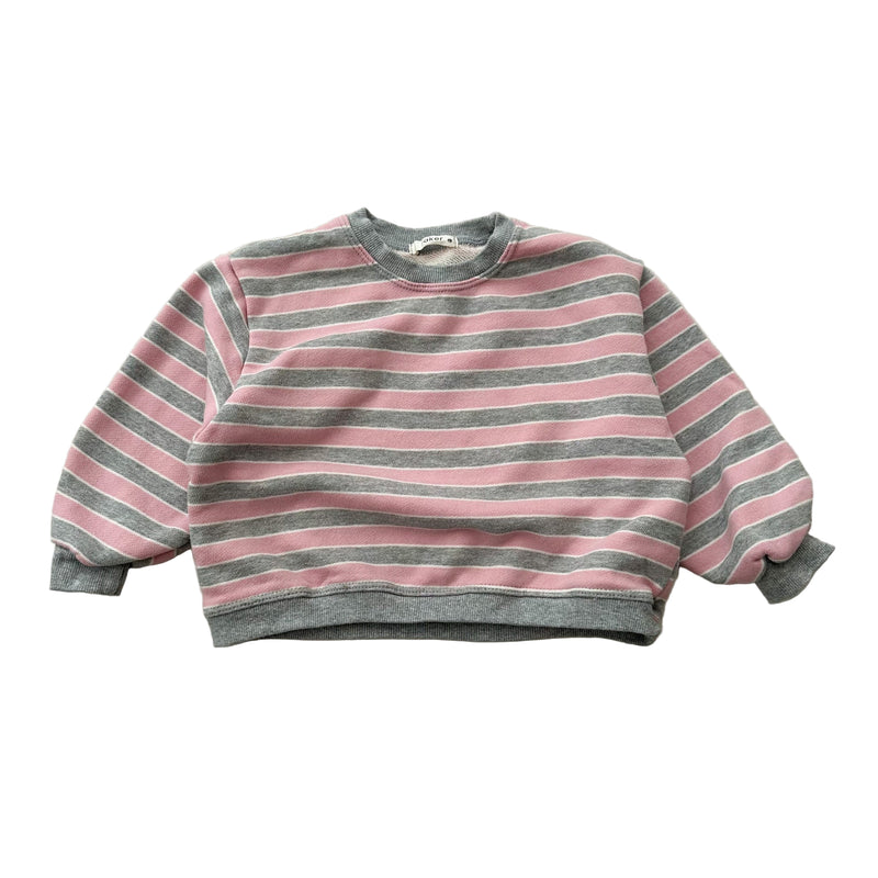 Macaron stripe sweatshirt - Grey/pink