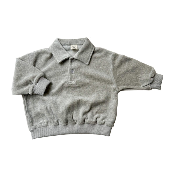 Velours polo sweatshirt - Oatmeal