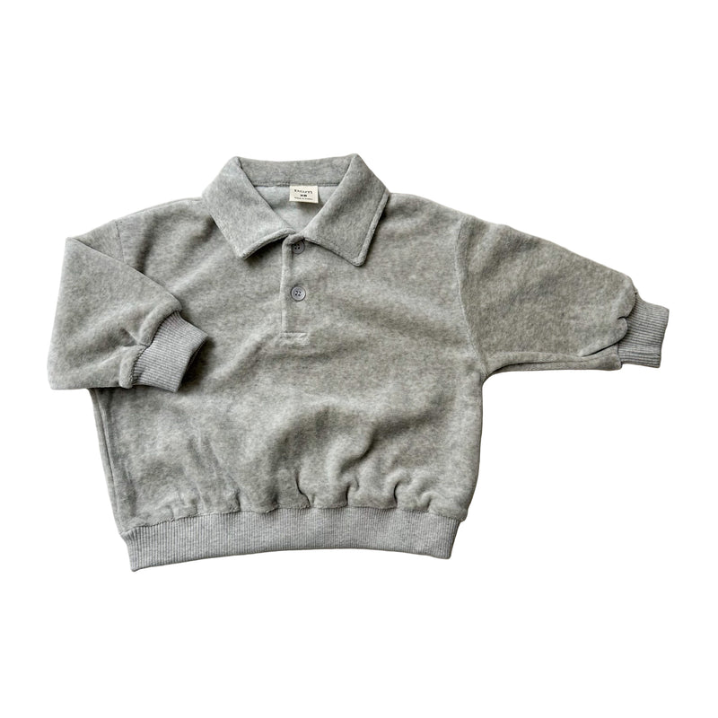 Velours polo sweatshirt - Oatmeal