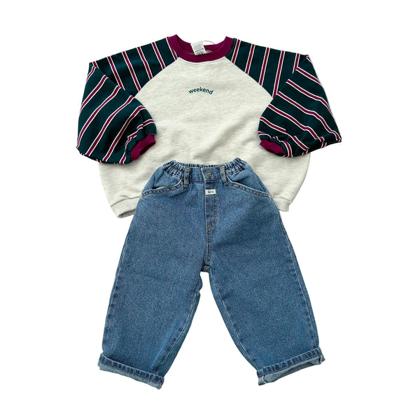 Weekend sweater - Oatmeal/green
