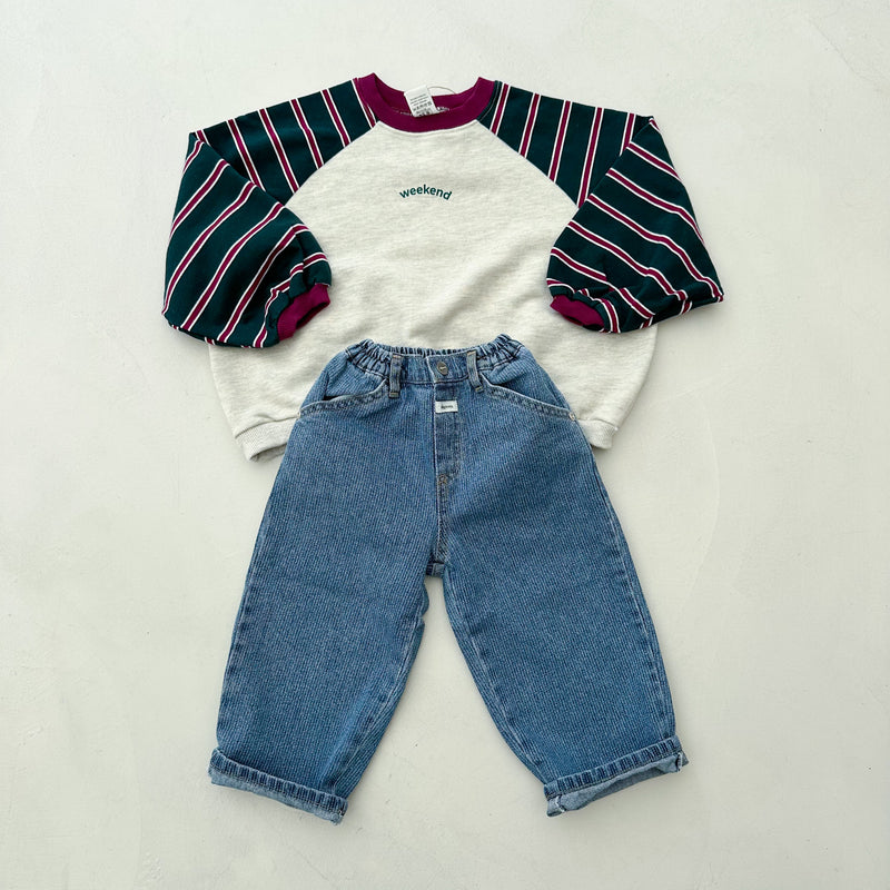 Slash denim pants - Fine stripes