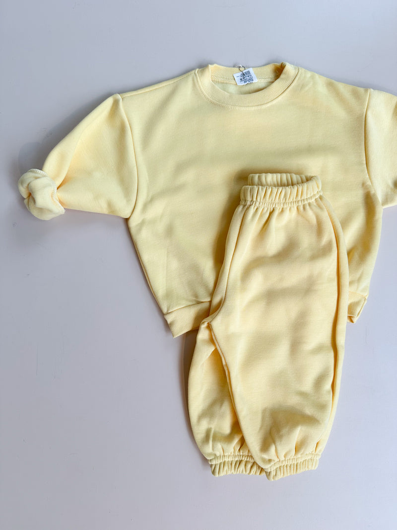 Basic fleeced jogger set - Sunny