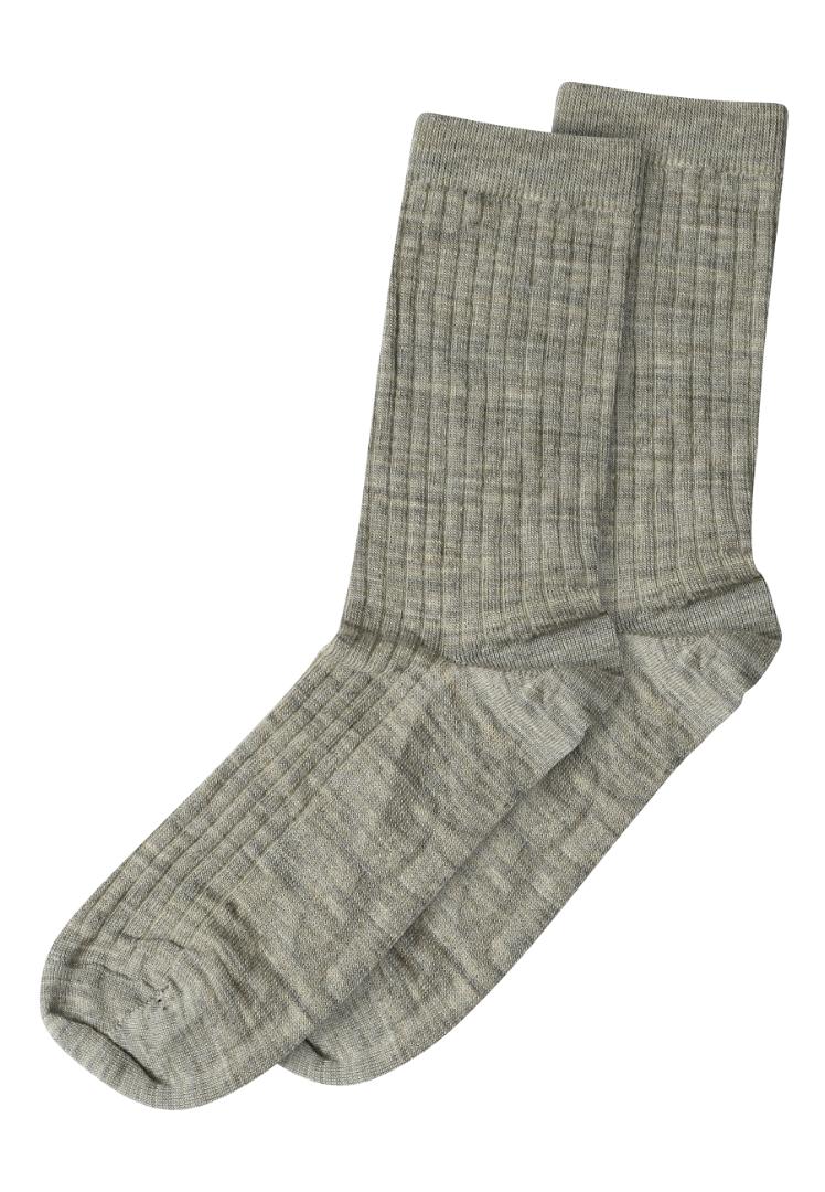 Wool rib socks - Light brown melange