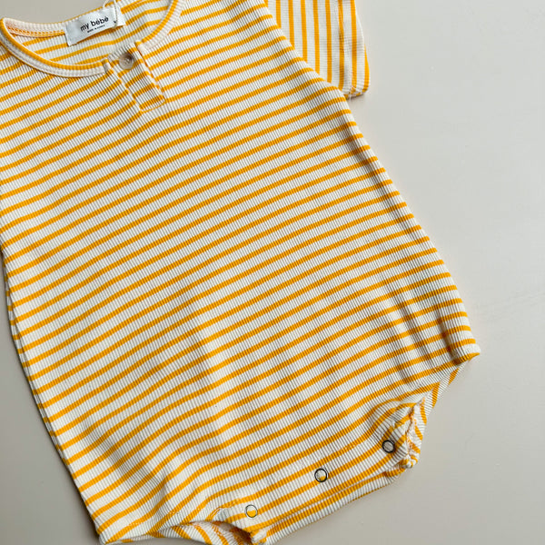Striped rib onesie - Yellow