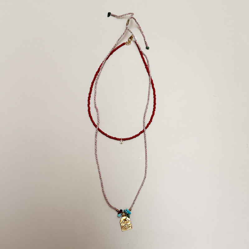 Simple beads necklace - Red