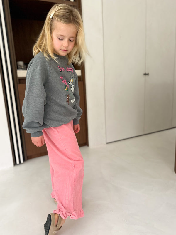 Corduroy frill pants - Pink