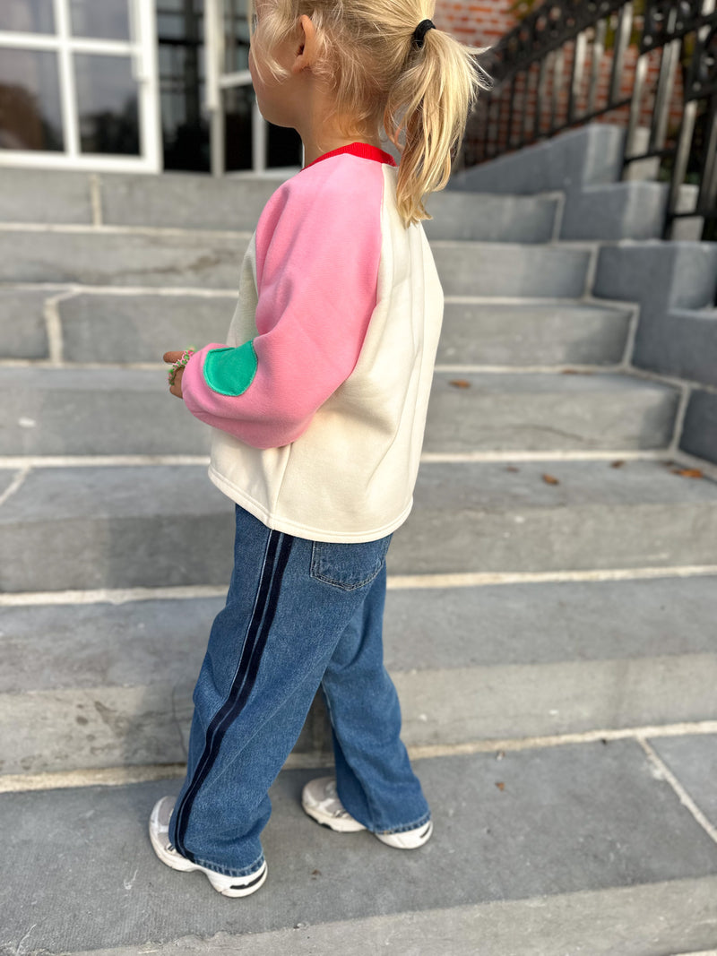 Colorblock heart sweatshirt - Cream