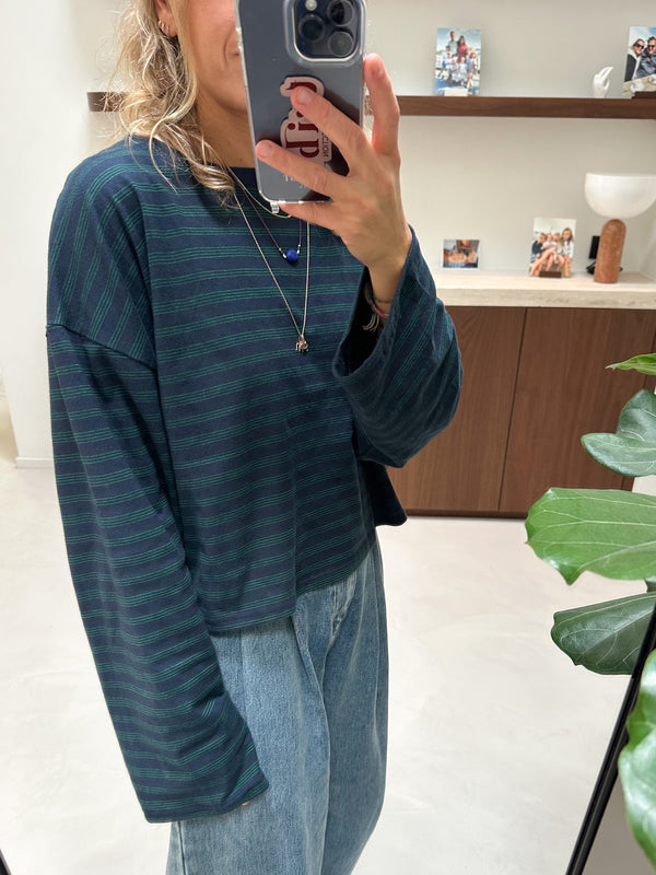 Dore crop tee women - Navy/green