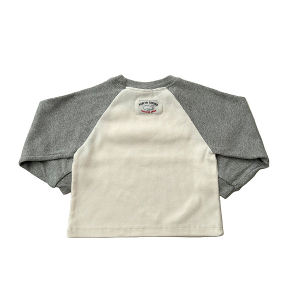 Bebe raglan rib tee - Grey melange