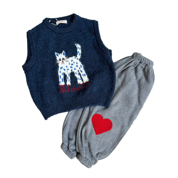Heart patch pants - Grey melange