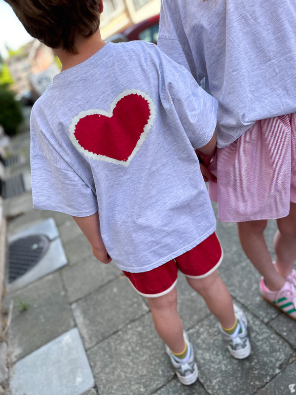 Heart boxy tee - White melange