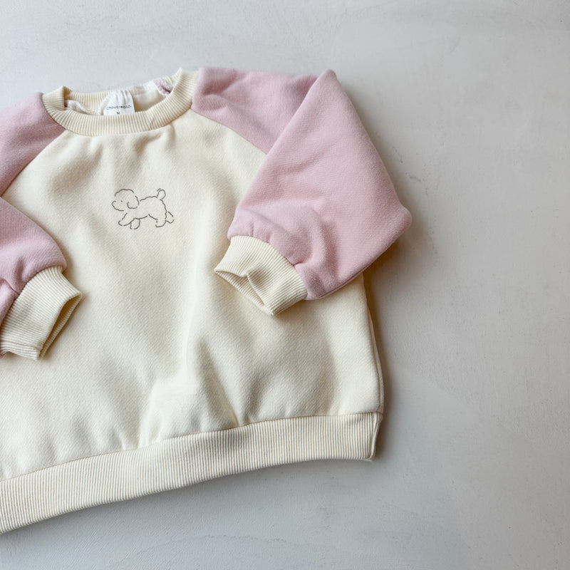 Raglan puppy sweater - Cream/pink