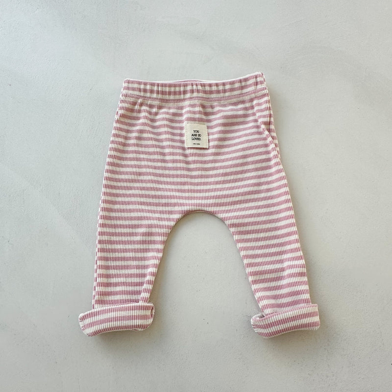 Bebe striped rib leggings - Pink