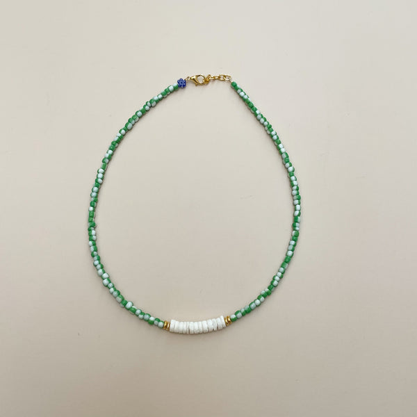 Fine surfer necklace - Green/white