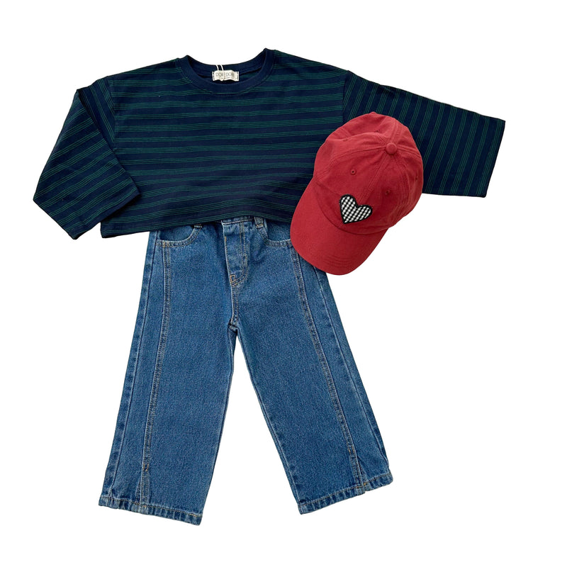 Slit denim pants - Blue washing