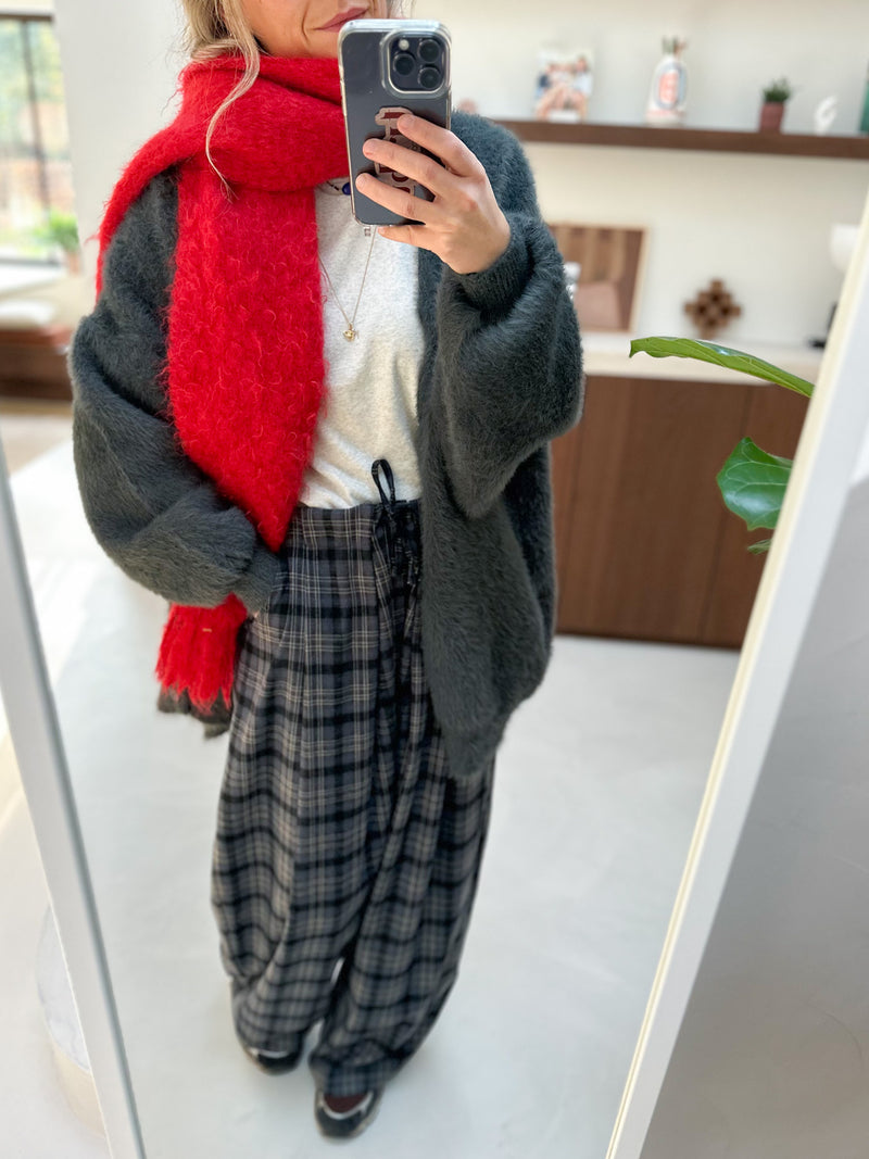 Oversized fluffy cardigan jacket - Dark grey