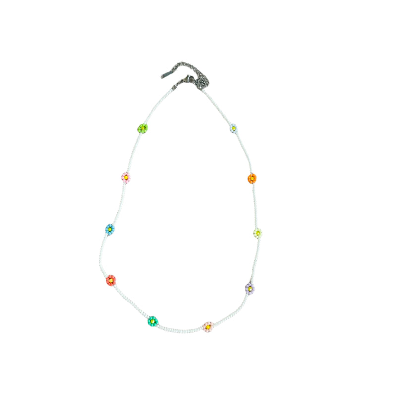 Mini flower necklace - White