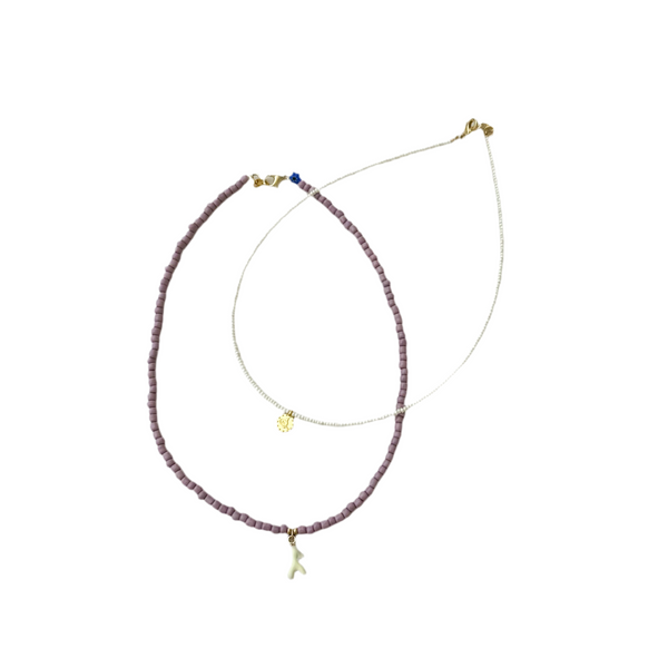 Coral beads necklace - Lilac