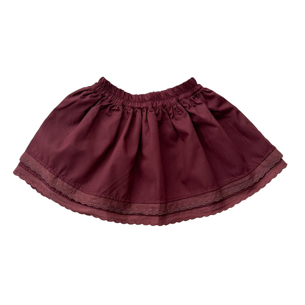 Lace trim skirt - Burgundy
