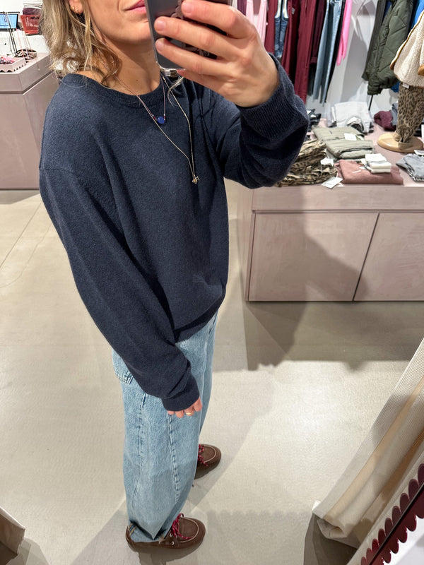 Fine wool jumper - Navy melange