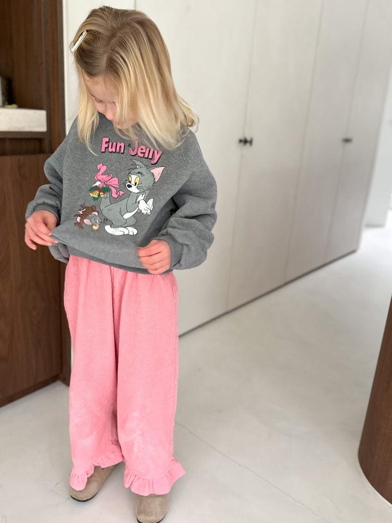 Corduroy frill pants - Pink